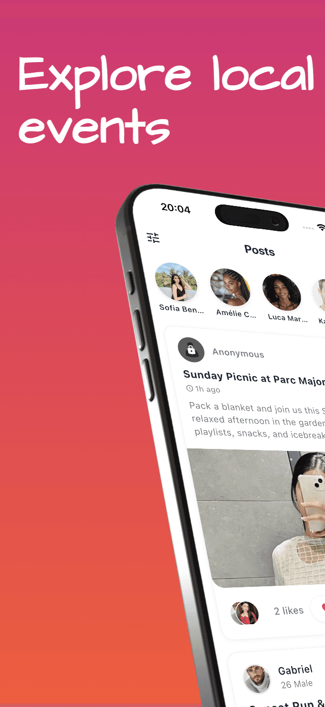 Screenshot of local event listings in the app